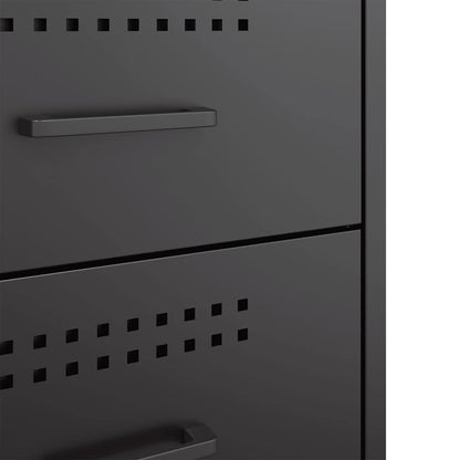 vidaXL Bedside Cabinet Black 36x39x50.5 cm Steel