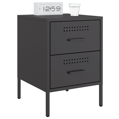 vidaXL Bedside Cabinets 2 pcs Black 36x39x50.5 cm Steel