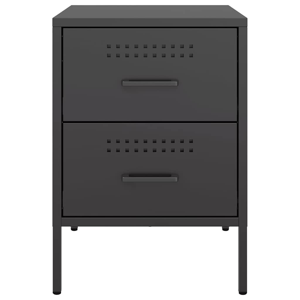 vidaXL Bedside Cabinets 2 pcs Black 36x39x50.5 cm Steel
