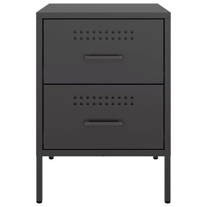 vidaXL Bedside Cabinets 2 pcs Black 36x39x50.5 cm Steel