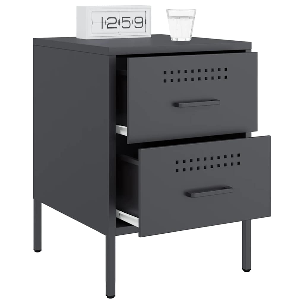 vidaXL Bedside Cabinets 2 pcs Anthracite 36x39x50.5 cm Steel