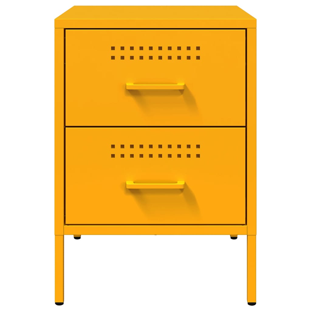 vidaXL Bedside Cabinet Mustard Yellow 36x39x50.5 cm Steel