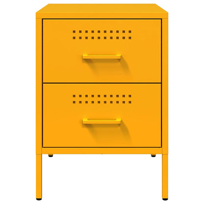 vidaXL Bedside Cabinet Mustard Yellow 36x39x50.5 cm Steel
