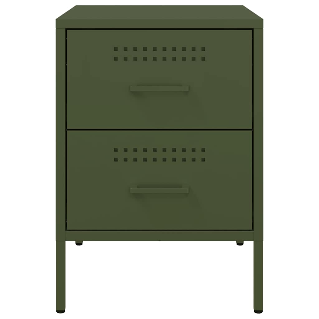 vidaXL Bedside Cabinets 2 pcs Olive Green 36x39x50.5 cm Steel