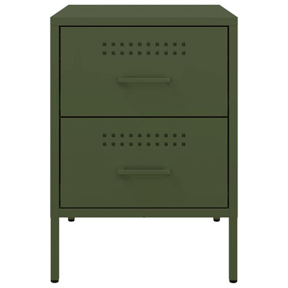 vidaXL Bedside Cabinets 2 pcs Olive Green 36x39x50.5 cm Steel