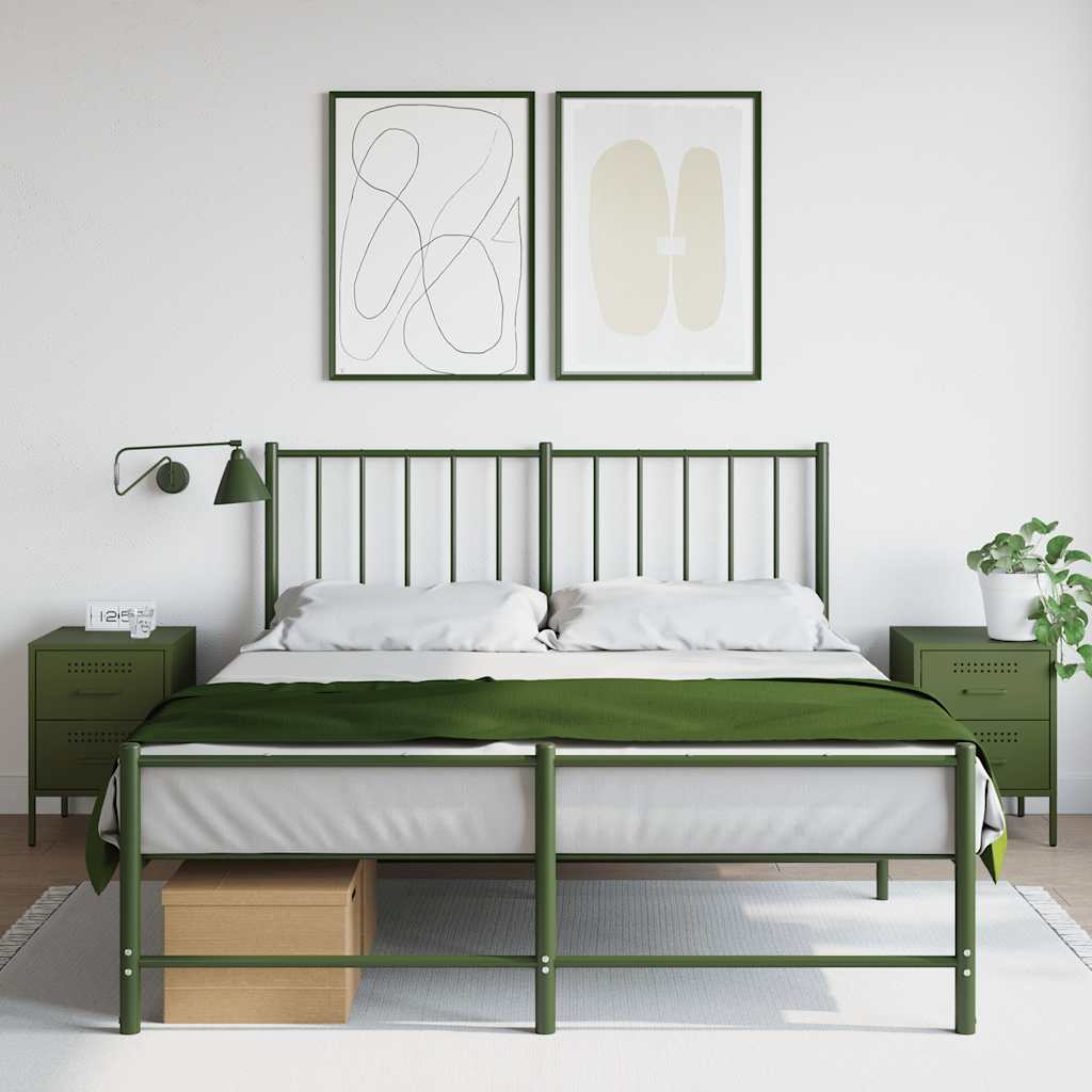 vidaXL Bedside Cabinets 2 pcs Olive Green 36x39x50.5 cm Steel