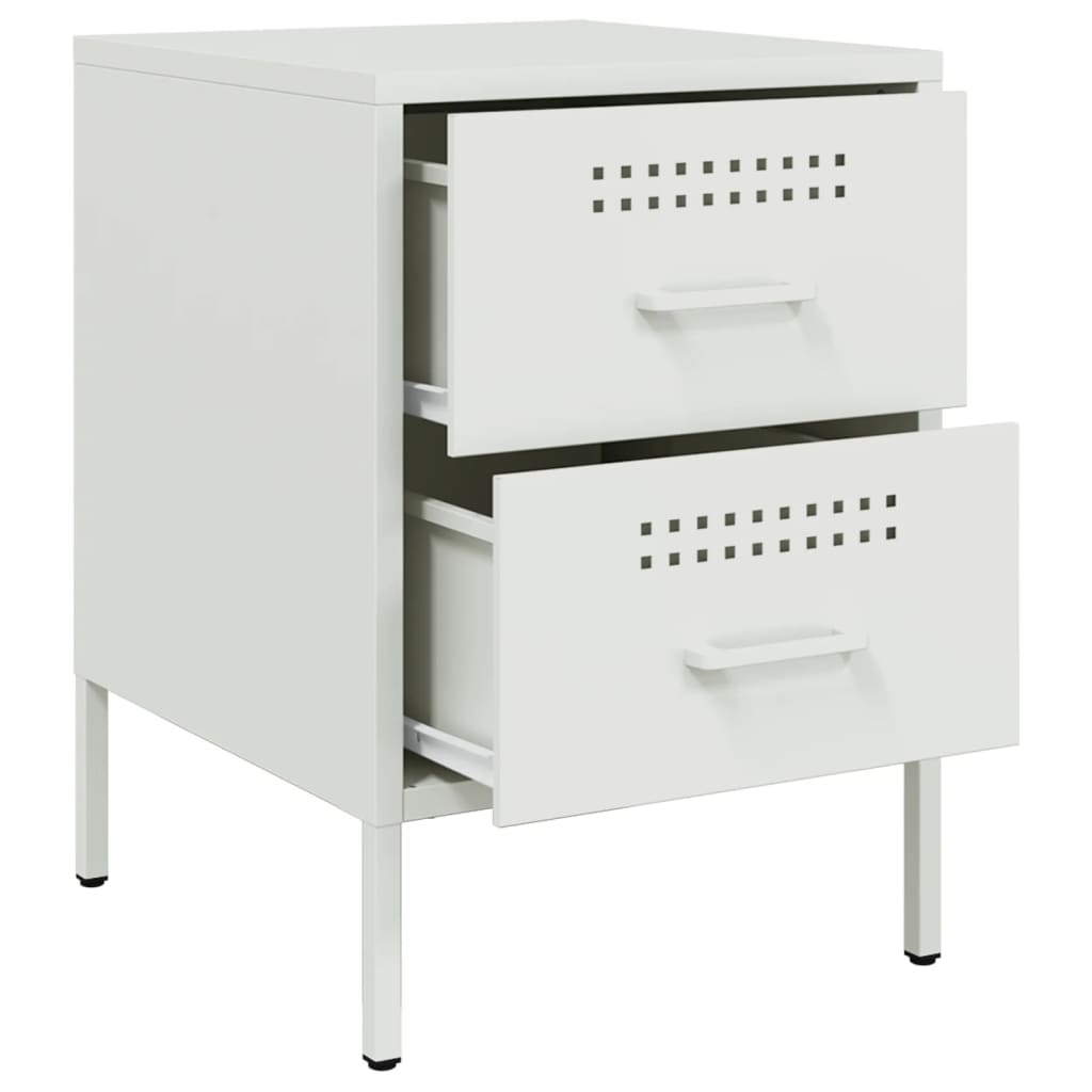vidaXL Bedside Cabinet White 36x39x50.5 cm Steel