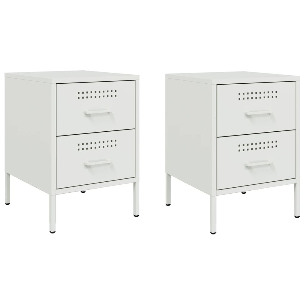 vidaXL Bedside Cabinets 2 pcs White 36x39x50.5 cm Steel