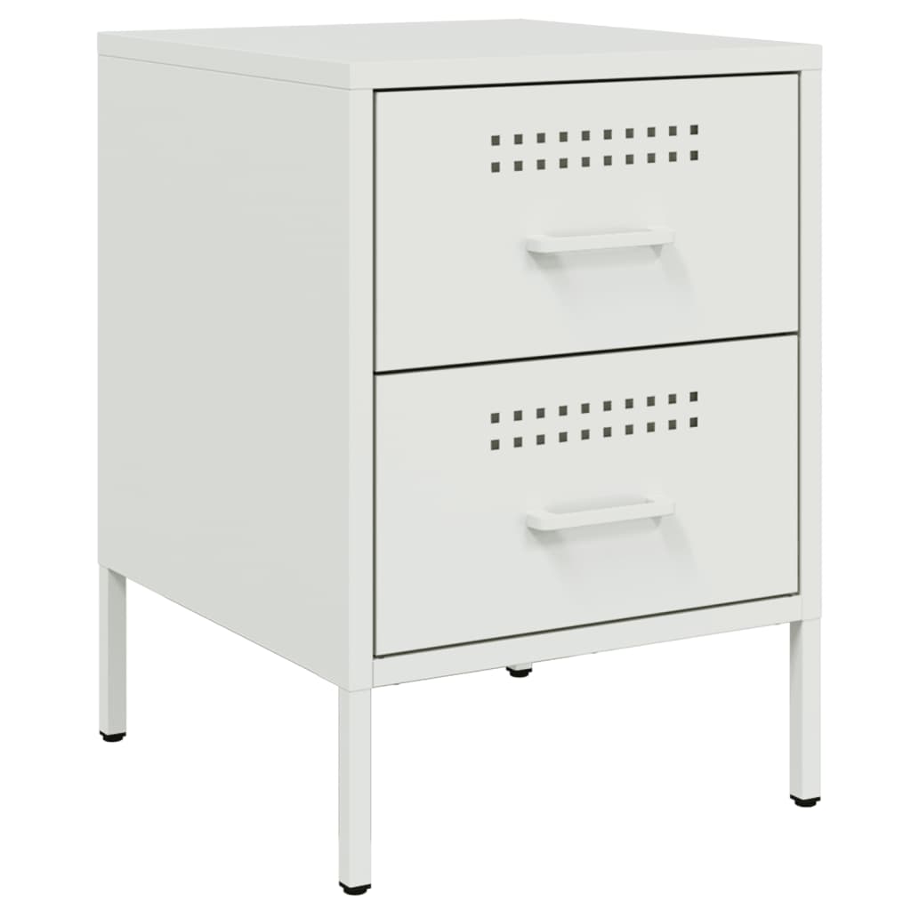 vidaXL Bedside Cabinets 2 pcs White 36x39x50.5 cm Steel