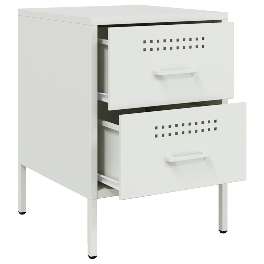 vidaXL Bedside Cabinets 2 pcs White 36x39x50.5 cm Steel