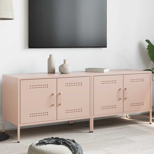 vidaXL 2 Piece TV Cabinet Set Pink 68x39x50,5 cm Steel