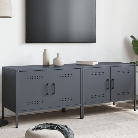 vidaXL 2 Piece TV Cabinet Set Anthracite 68x39x50,5 cm Steel