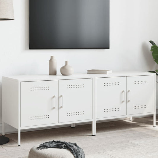 vidaXL 2 Piece TV Cabinet Set White 68x39x50,5 cm Steel