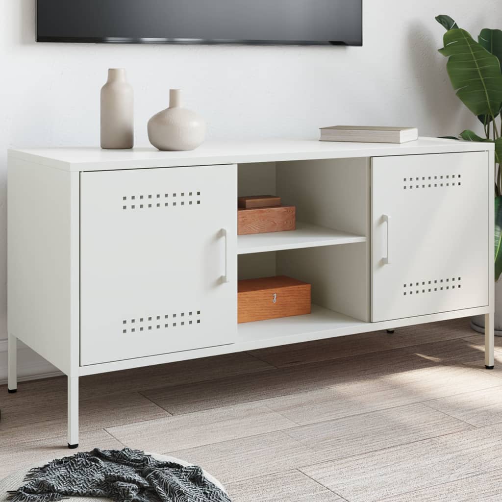 vidaXL TV Cabinet White 100.5x39x50.5 cm Steel