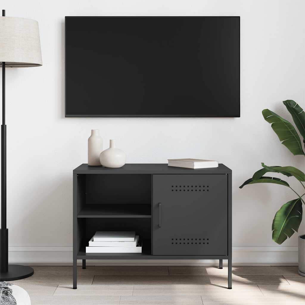 vidaXL TV Cabinet Black 68x39x50.5 cm Steel
