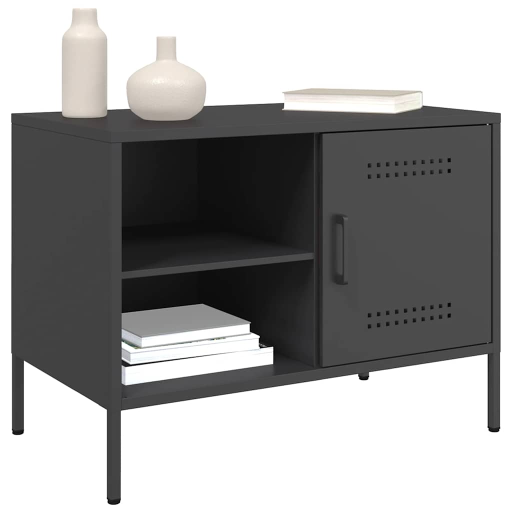 vidaXL TV Cabinet Black 68x39x50.5 cm Steel