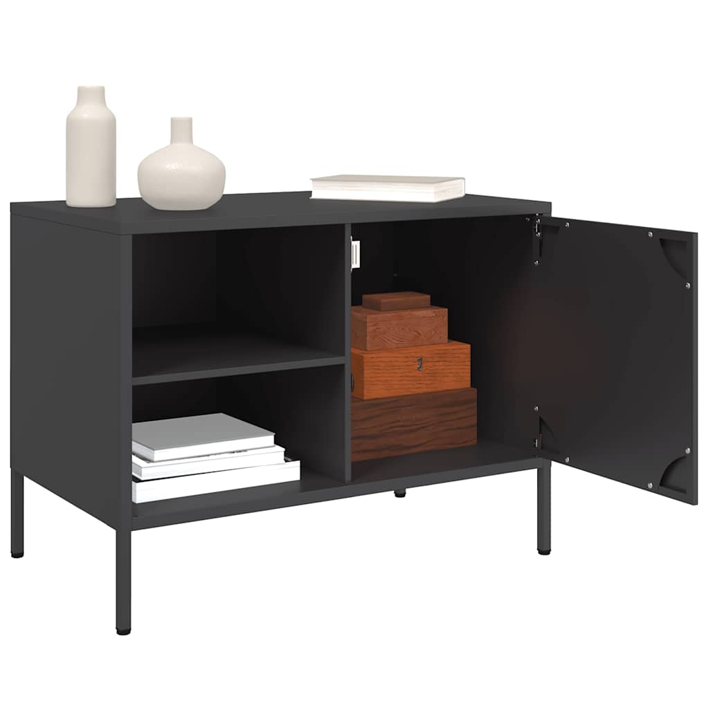 vidaXL TV Cabinet Black 68x39x50.5 cm Steel