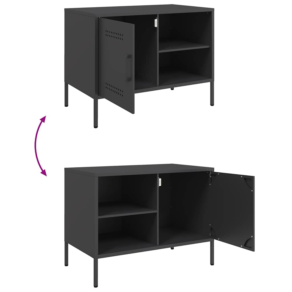 vidaXL TV Cabinet Black 68x39x50.5 cm Steel