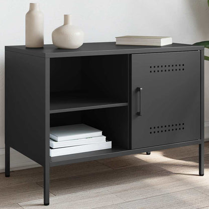 vidaXL TV Cabinet Black 68x39x50.5 cm Steel