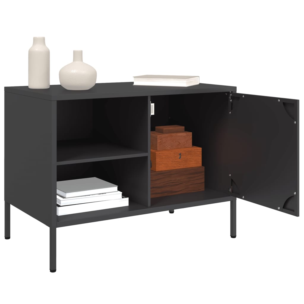 vidaXL TV Cabinets 2 pcs Black 68x39x50.5 cm Steel