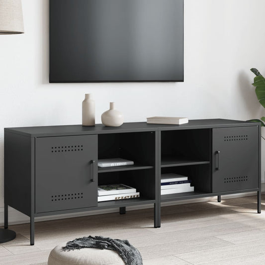 vidaXL 2 Piece TV Cabinet Set Black 68x39x50,5 cm Steel