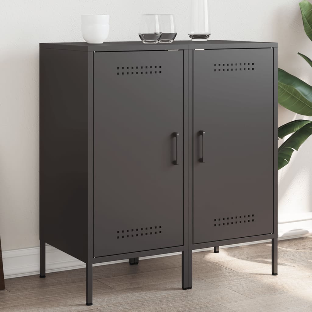 vidaXL Sideboards 2 pcs Black 36x39x79 cm Steel