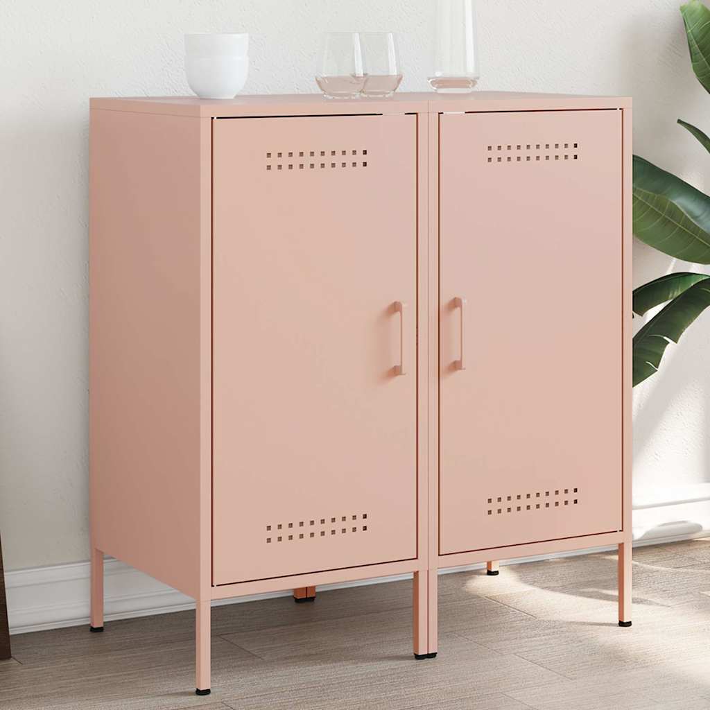 vidaXL Sideboards 2 pcs Pink 36x39x79 cm Steel
