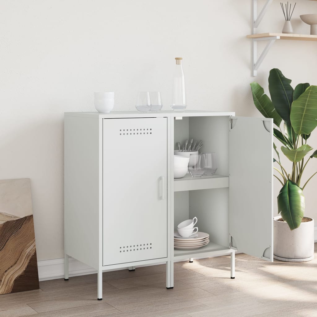vidaXL Sideboards 2 pcs White 36x39x79 cm Steel