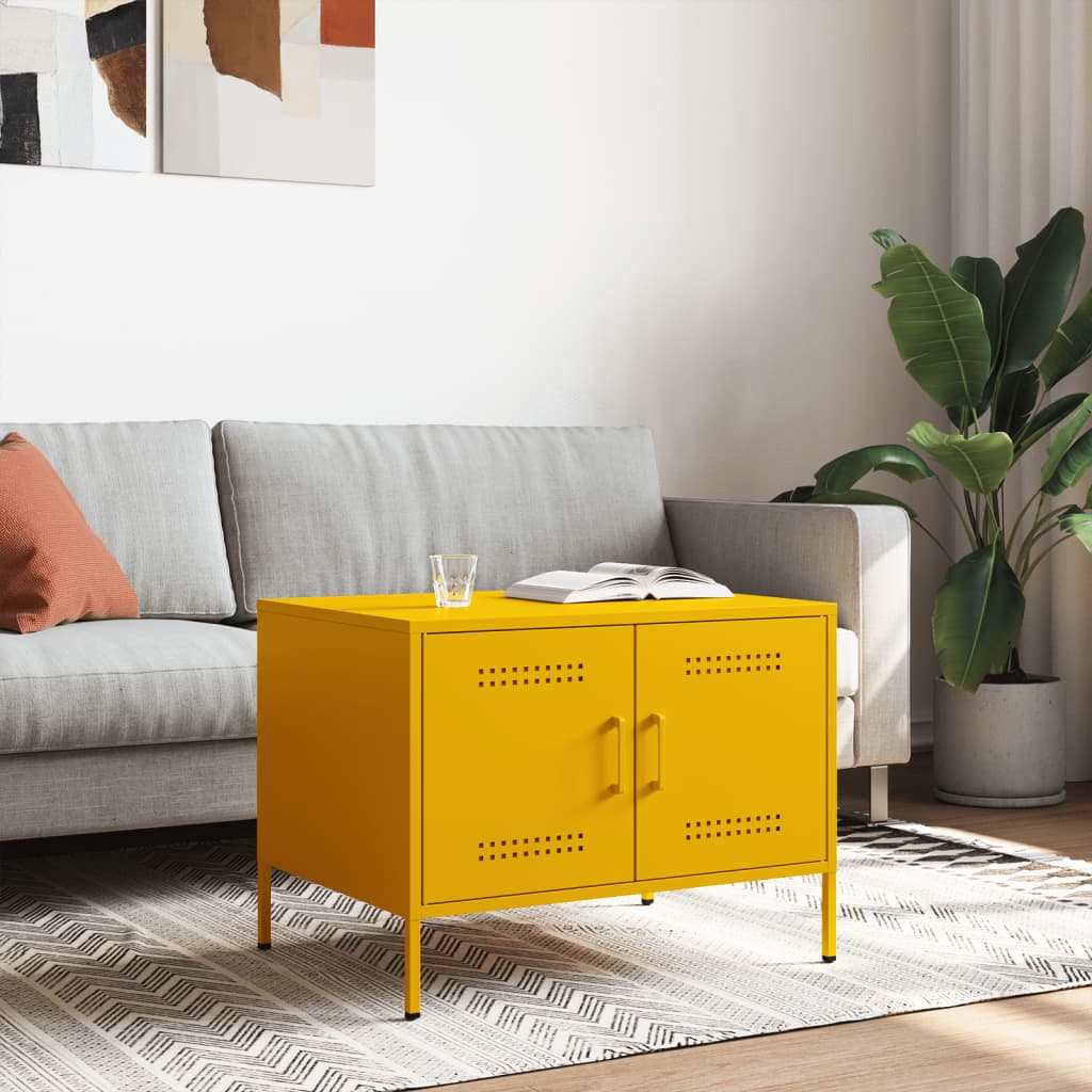 vidaXL Coffee Table Mustard Yellow 68x50x50,5 cm Steel