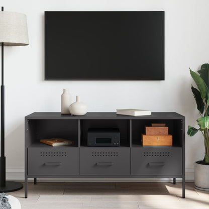 vidaXL TV Cabinet Black 100.5x39x50.5 cm Steel