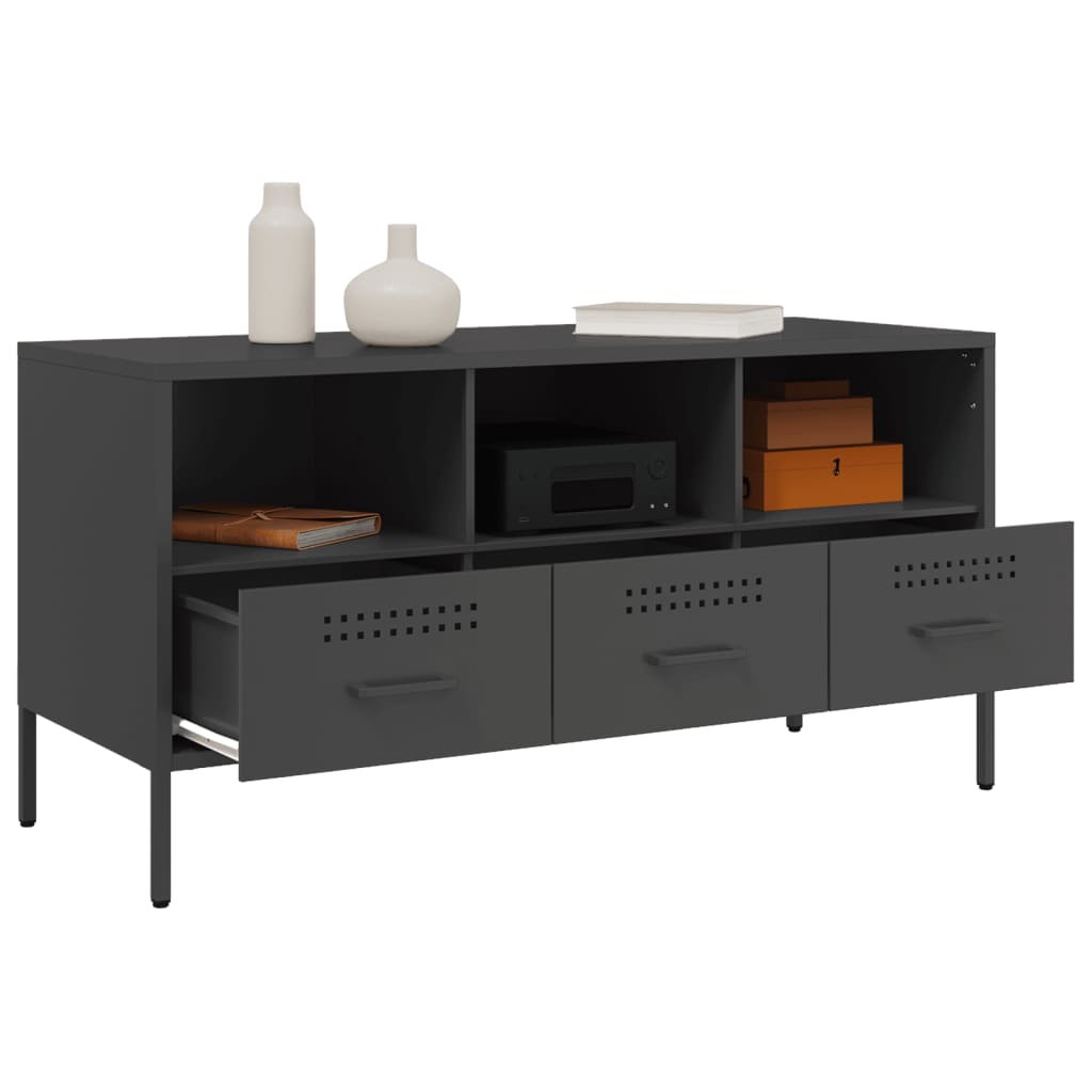 vidaXL TV Cabinet Black 100.5x39x50.5 cm Steel