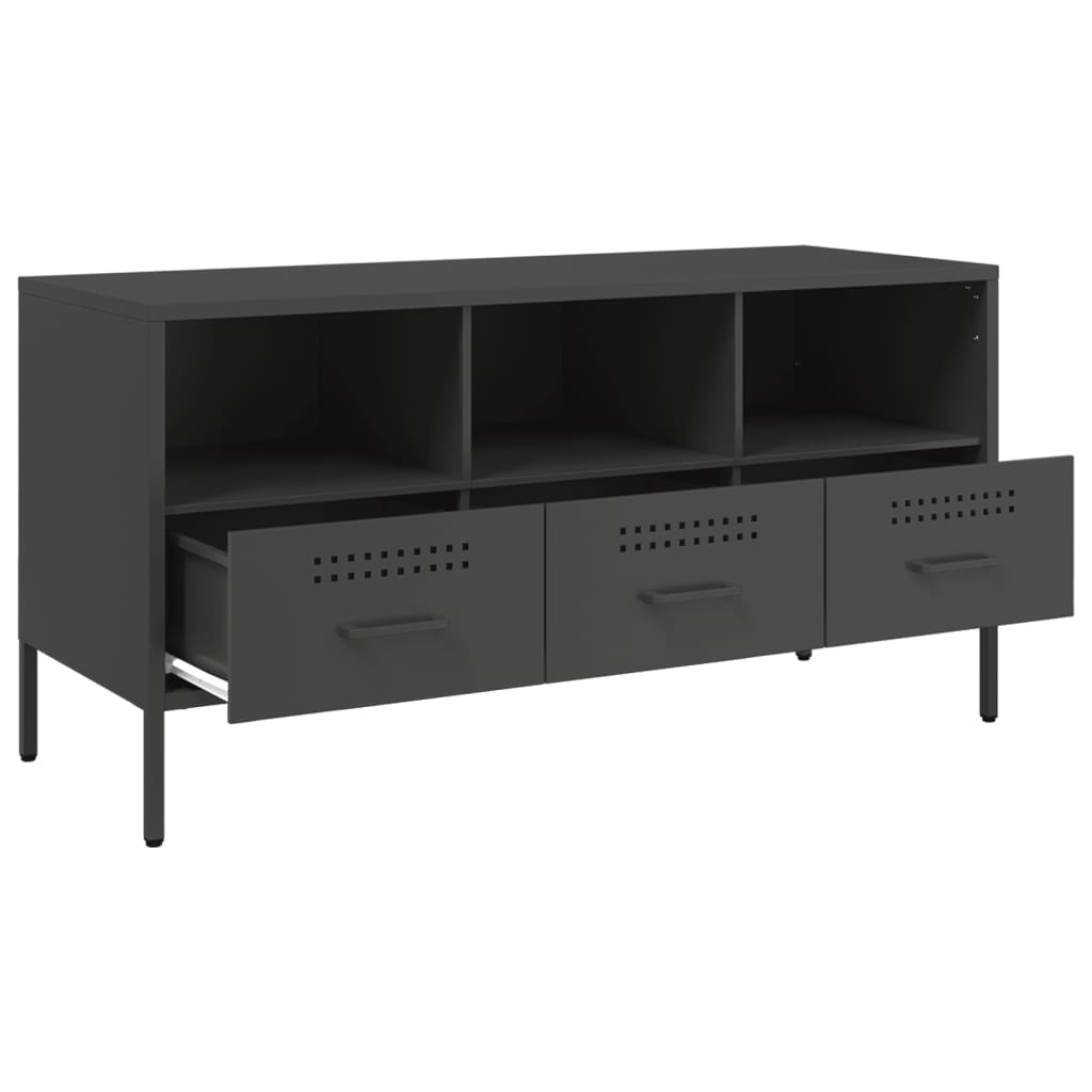 vidaXL TV Cabinet Black 100.5x39x50.5 cm Steel