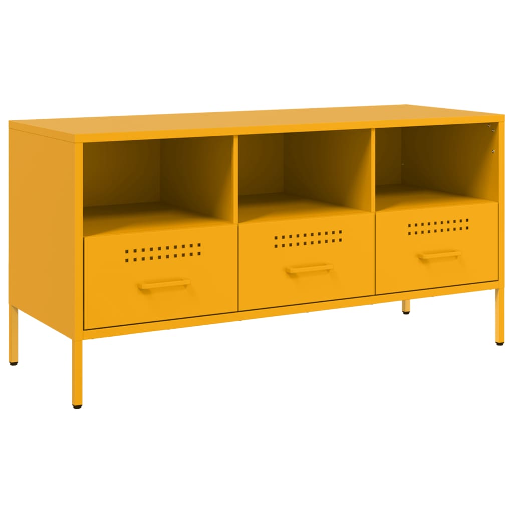 vidaXL TV Cabinet Mustard Yellow 100,5x39x50,5 cm Steel