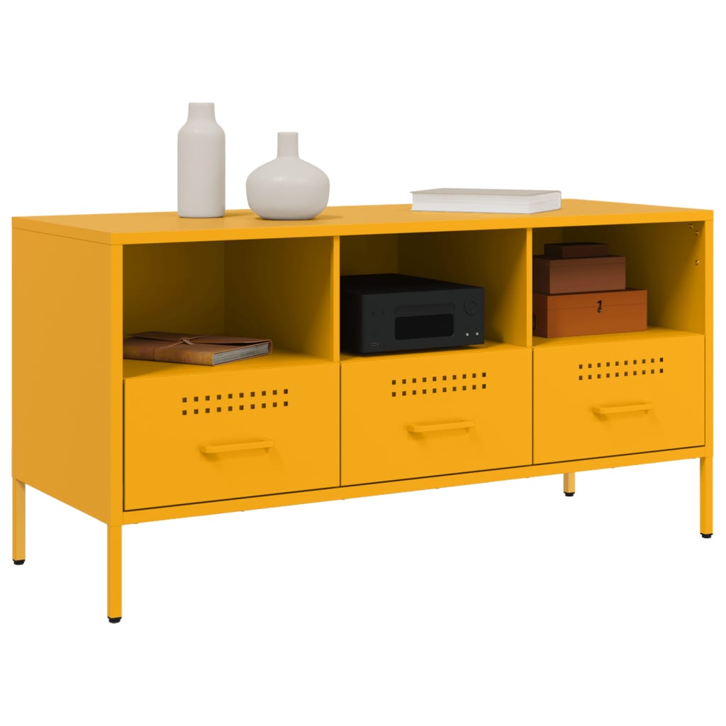 vidaXL TV Cabinet Mustard Yellow 100,5x39x50,5 cm Steel