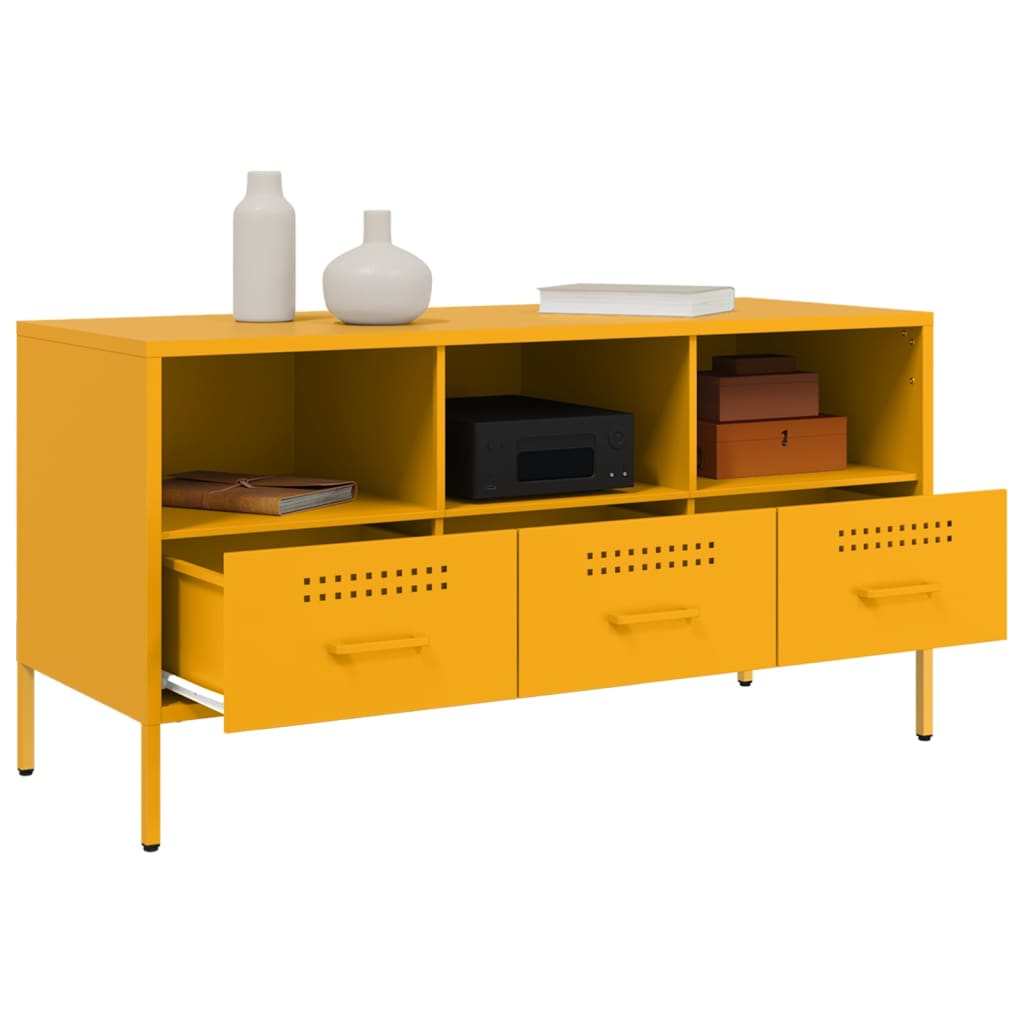 vidaXL TV Cabinet Mustard Yellow 100,5x39x50,5 cm Steel