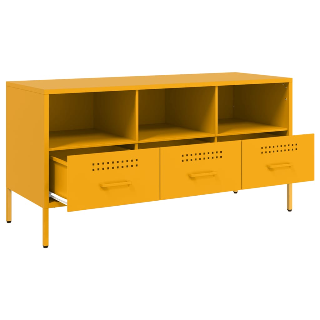 vidaXL TV Cabinet Mustard Yellow 100,5x39x50,5 cm Steel