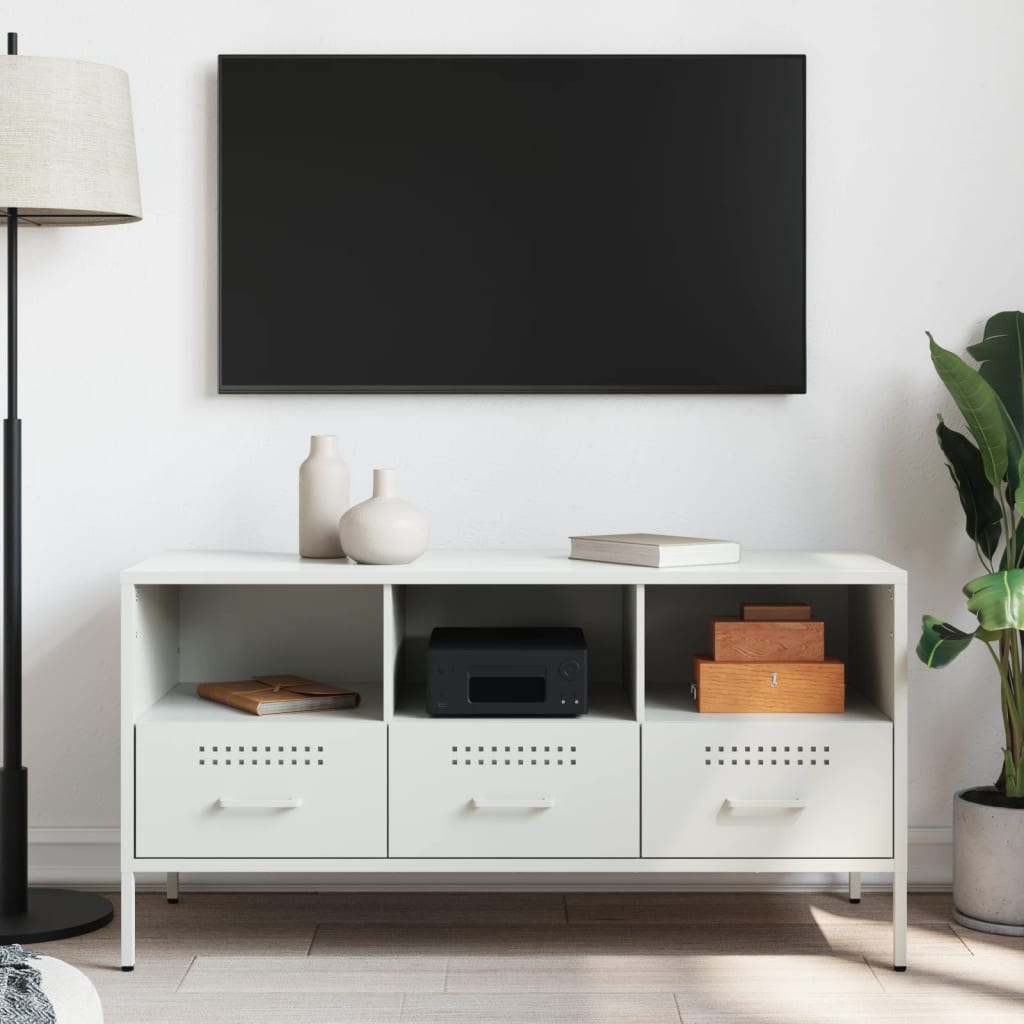 vidaXL TV Cabinet White 100.5x39x50.5 cm Steel