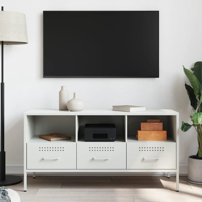 vidaXL TV Cabinet White 100.5x39x50.5 cm Steel