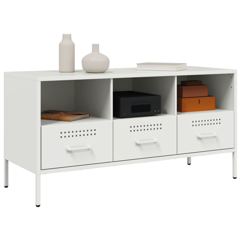 vidaXL TV Cabinet White 100.5x39x50.5 cm Steel
