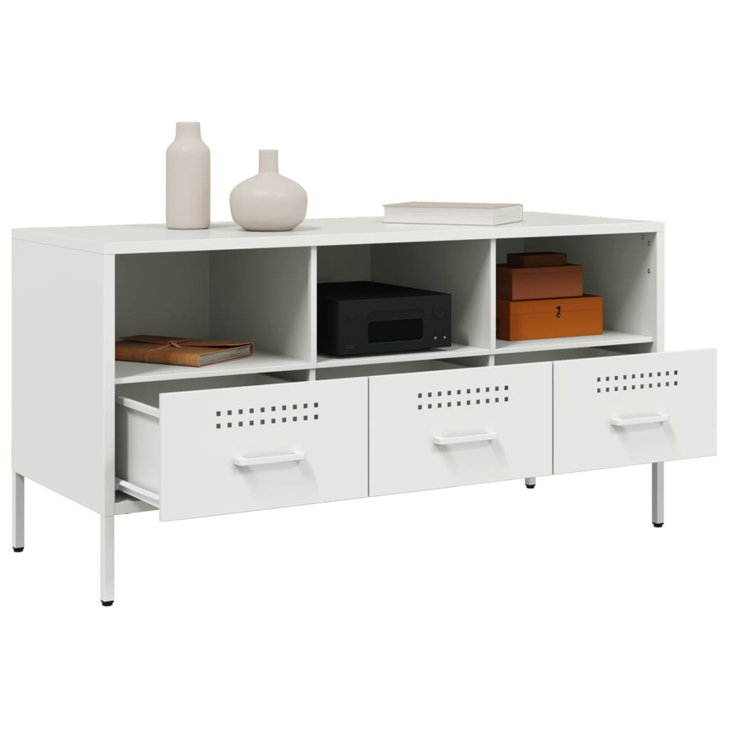 vidaXL TV Cabinet White 100.5x39x50.5 cm Steel