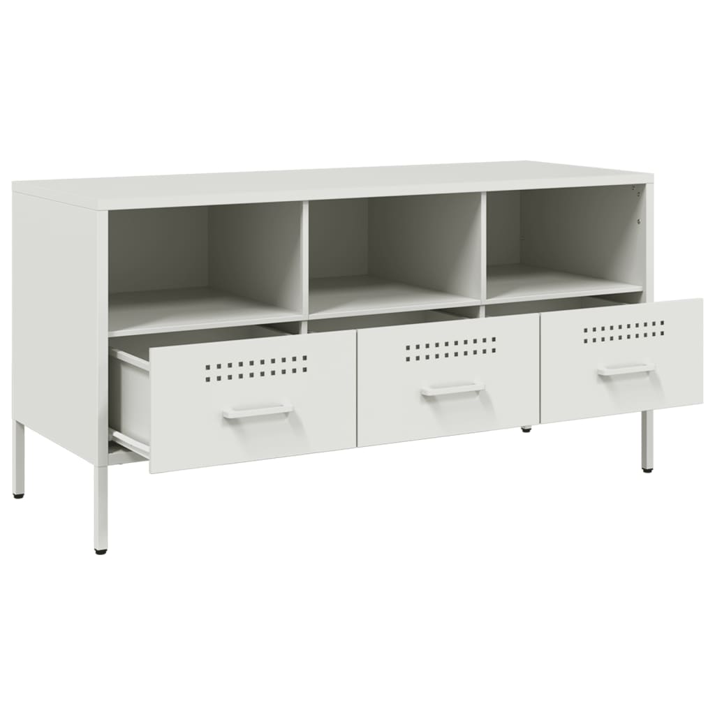 vidaXL TV Cabinet White 100,5x39x50,5 cm Steel