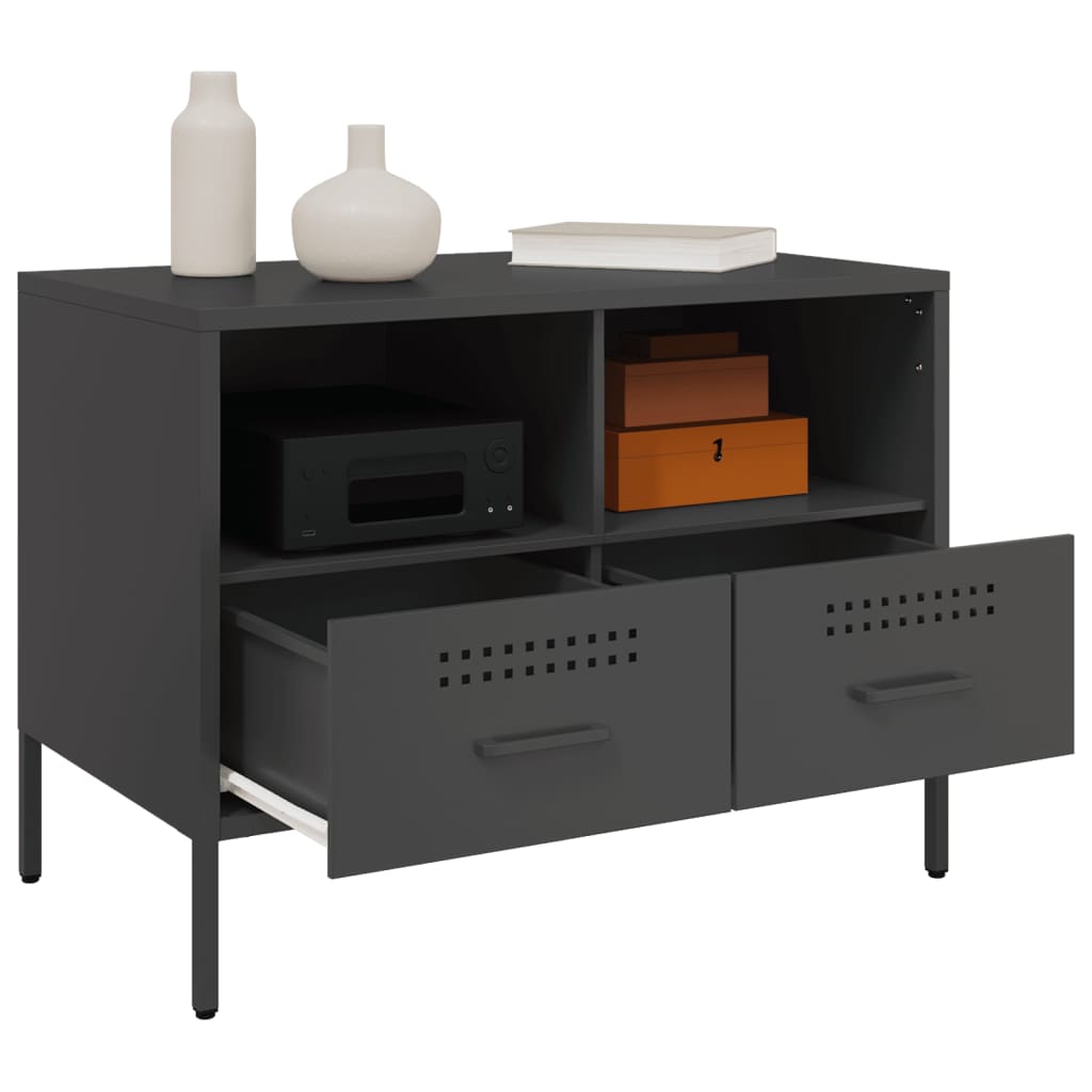 vidaXL TV Cabinet Black 68x39x50.5 cm Steel