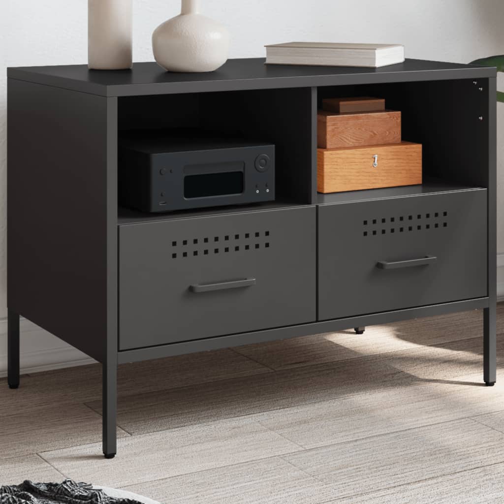 vidaXL TV Cabinet Black 68x39x50.5 cm Steel