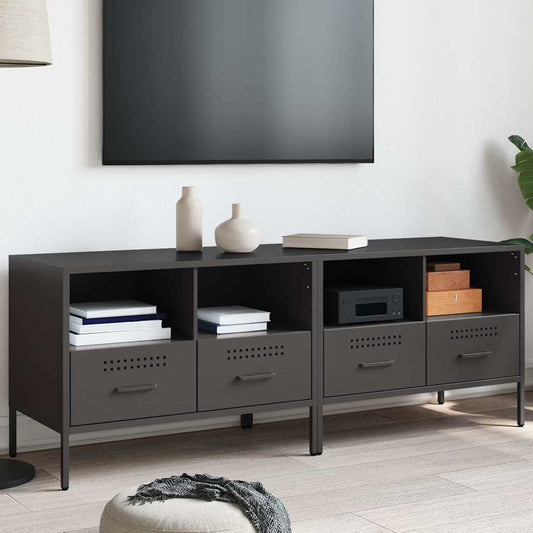 vidaXL 2 Piece TV Cabinet Set Black 68x39x50,5 cm Steel