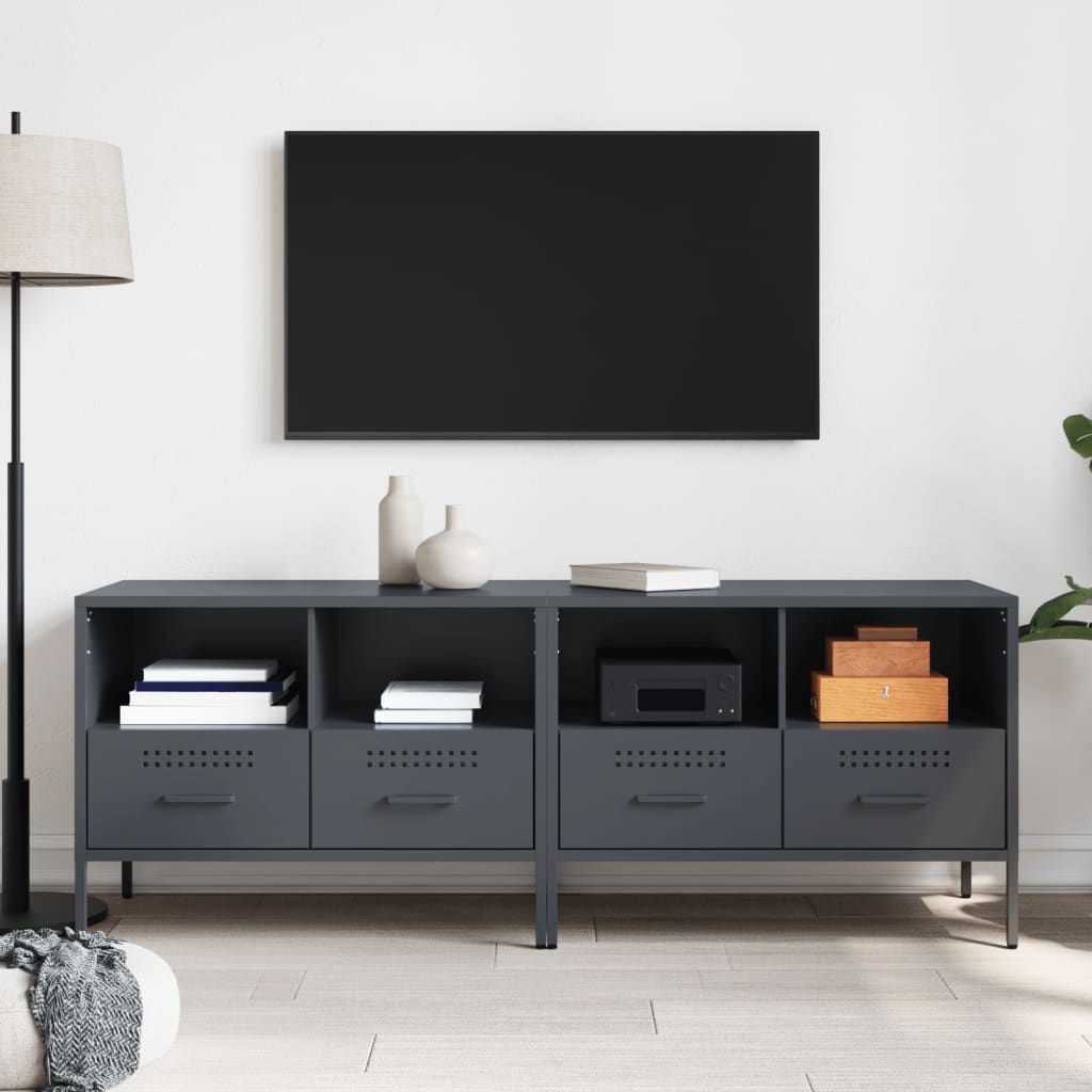 vidaXL TV Cabinets 2 pcs Anthracite 68x39x50.5 cm Steel