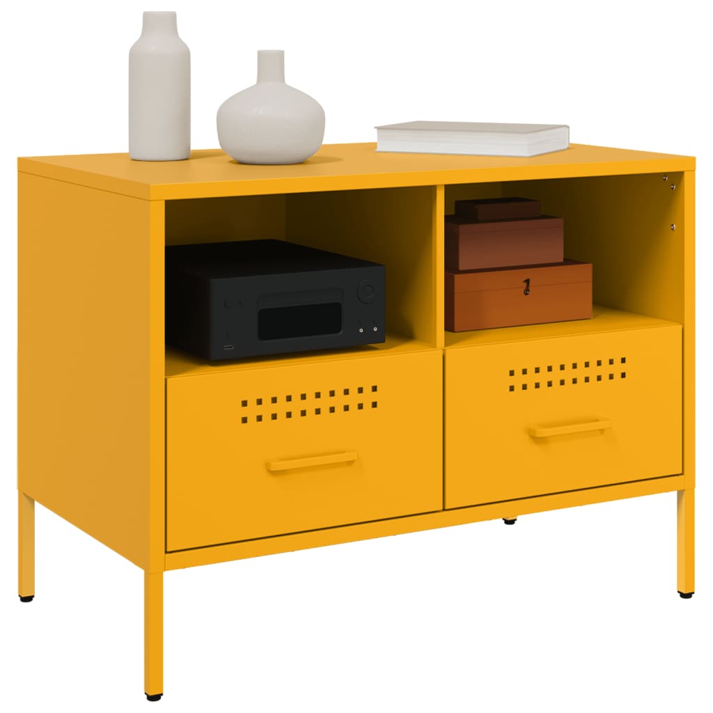 vidaXL TV Cabinet Mustard Yellow 68x39x50,5 cm Steel