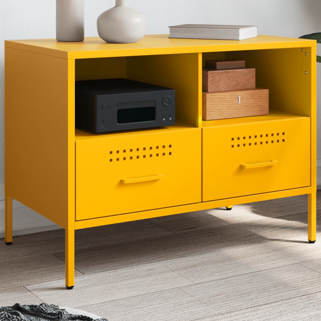 vidaXL TV Cabinet Mustard Yellow 68x39x50,5 cm Steel