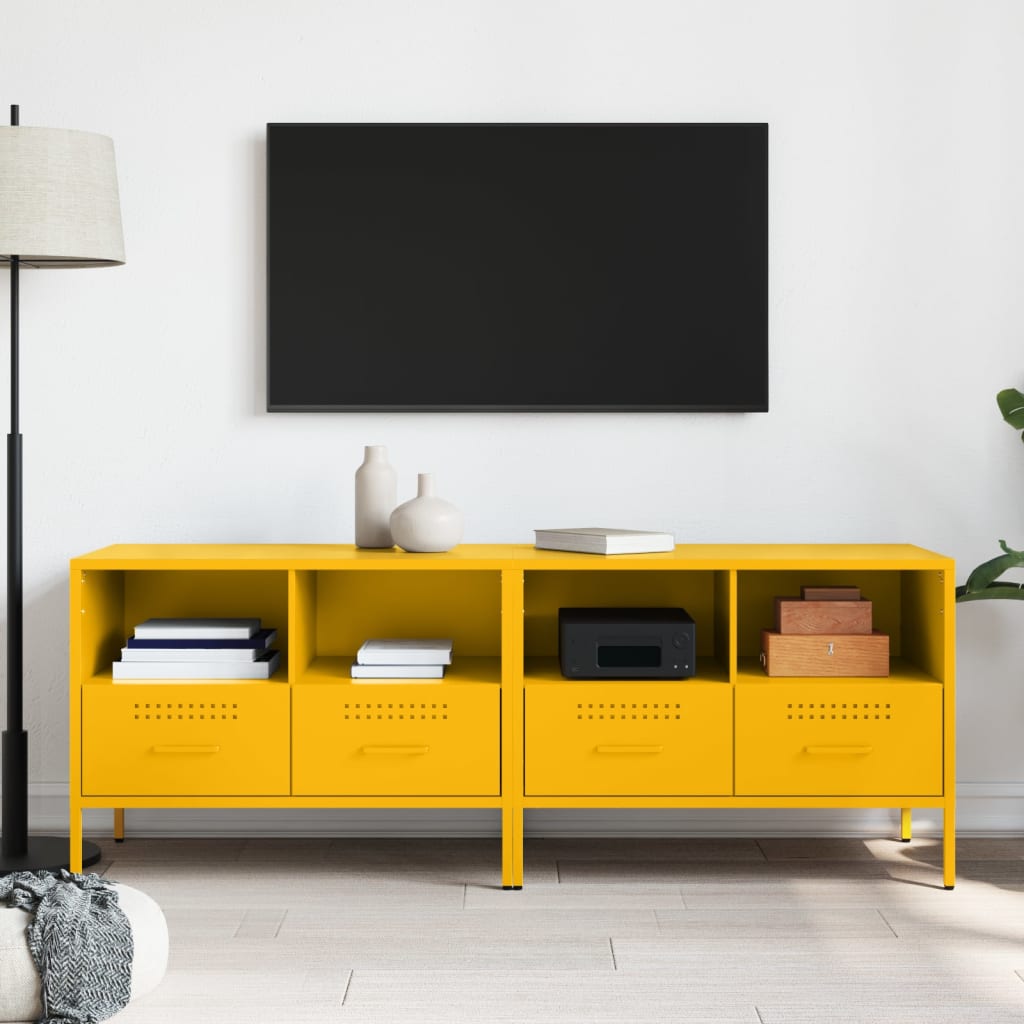 vidaXL 2 Piece TV Cabinet Set Mustard Yellow 68x39x50,5 cm Steel