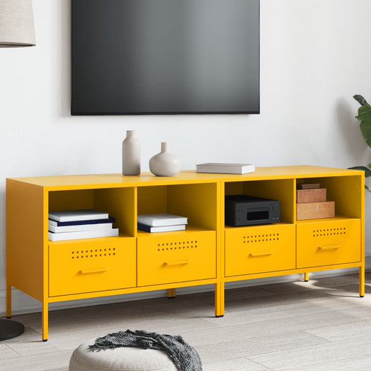 vidaXL 2 Piece TV Cabinet Set Mustard Yellow 68x39x50,5 cm Steel