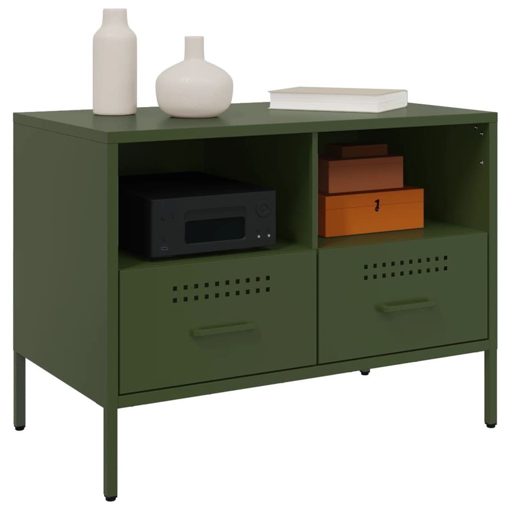 vidaXL TV Cabinets 2 pcs Olive Green 68x39x50.5 cm Steel